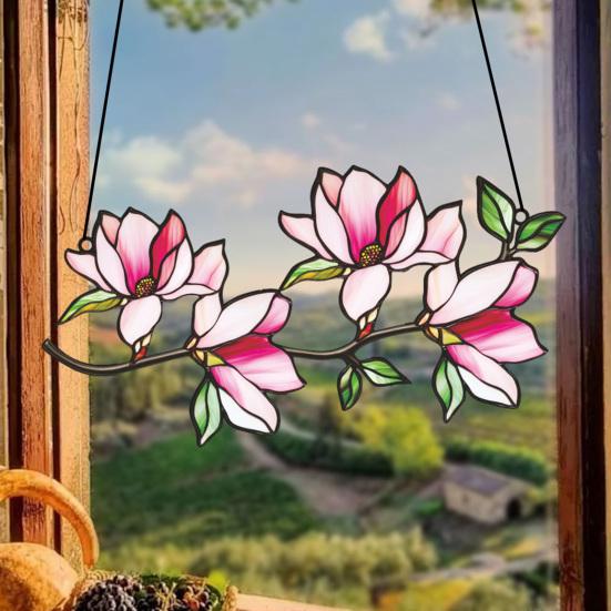 Flower Hanging Decoration Wall Art Window Hanging Ornament Double-Sided Floral Sun Catcher