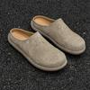 Hight Quality Summer British Style Suede Leather Mules For Men's Women's Khaki Brown Daily Casual Outdoor Slippers Flat Shoes