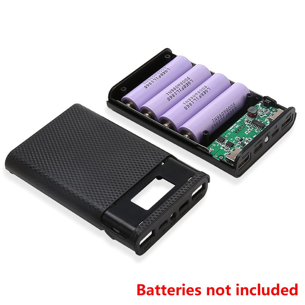 4x18650 Battery Charge Storage Box 5V 2A Dual USB Type C DIY Power Bank Case Charging Case for 4x18650 Li-ion Batteries