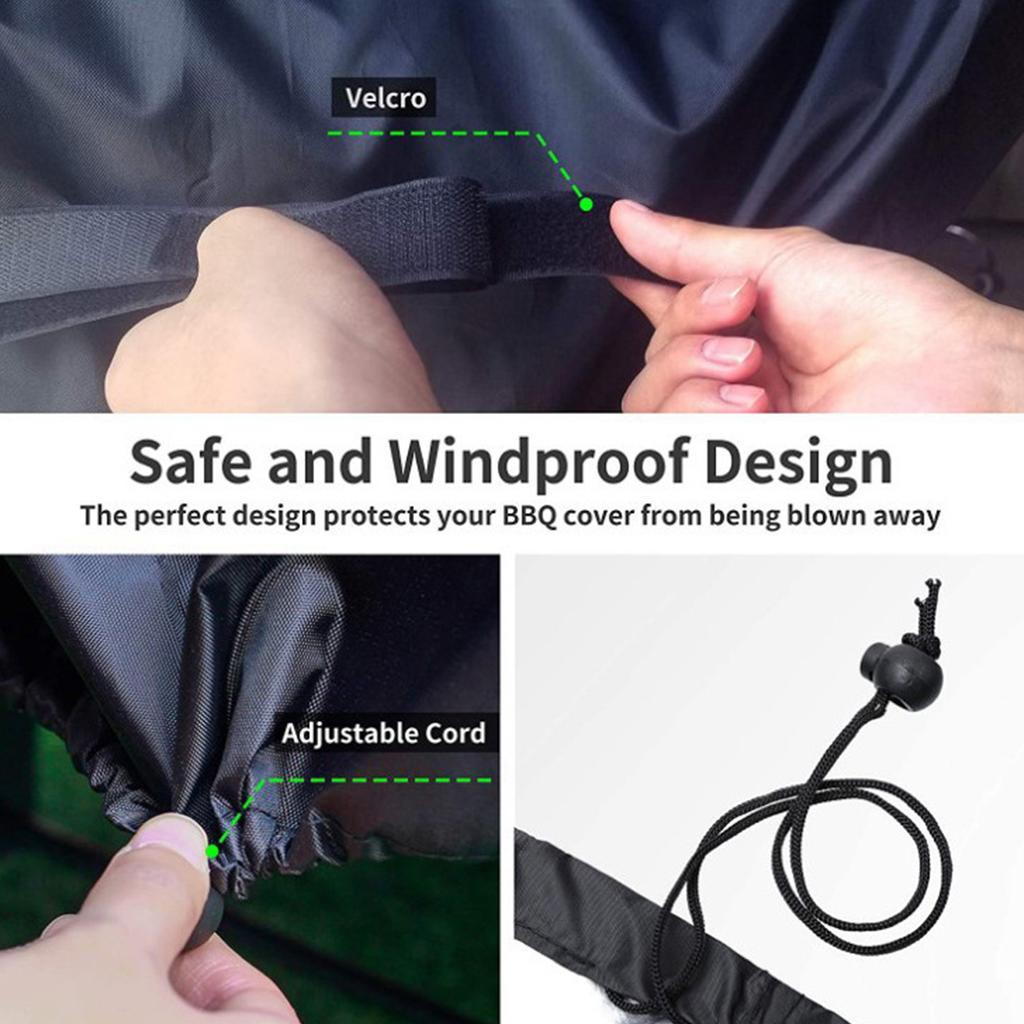 BBQ Grill Cover 210D Oxford Fabric Durable Barbecue BBQ Cover Heavy Duty Waterproof Dust-proof Grill Cover for Outdoor Garden