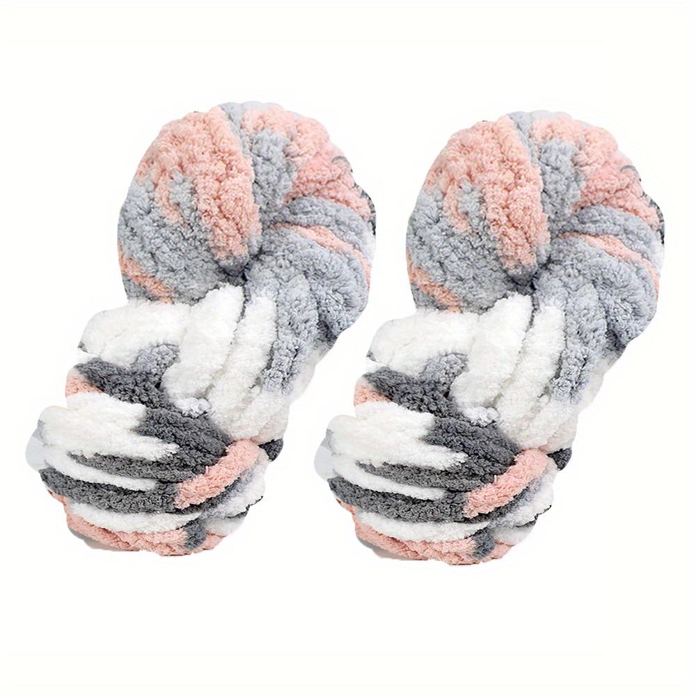 2pcs Luxurious Chunky Chenille Yarn Super Soft Thick Fluffy Giant Yarn for DIY Home Decor Projects Knitting Bulky Throw Rugs Scarves Hats Cat