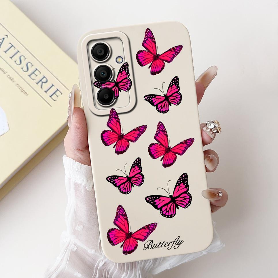 For Samsung Galaxy A16 5G SM-A1600 A166B Back Cover Coque 6.7" Funda Flower Butterfly Women Fashion Phone Case Liquid Silicone