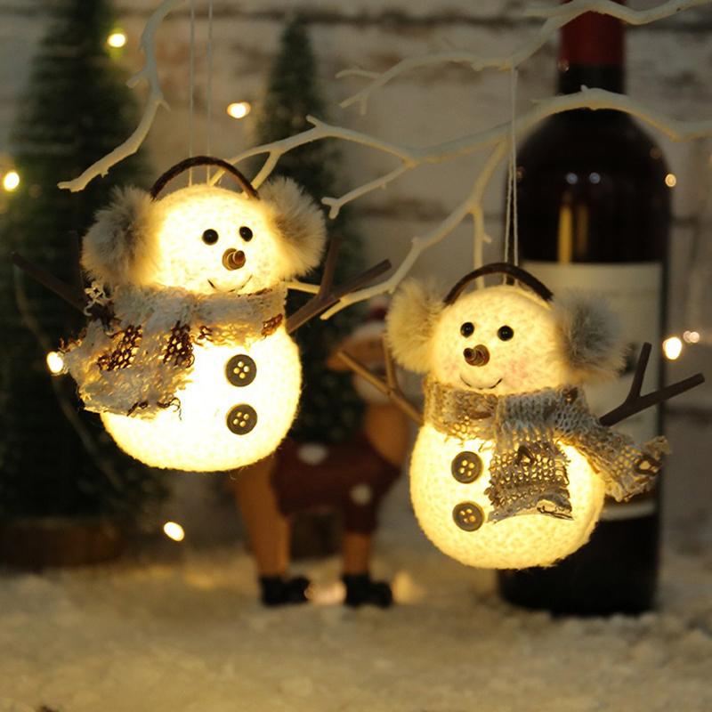 Рождественский ornament Снеговик со встроенной подсветкой Плюшевая кукла Снеговик Ночник Настольное украшение Набор Батарейка Рождественский подарок