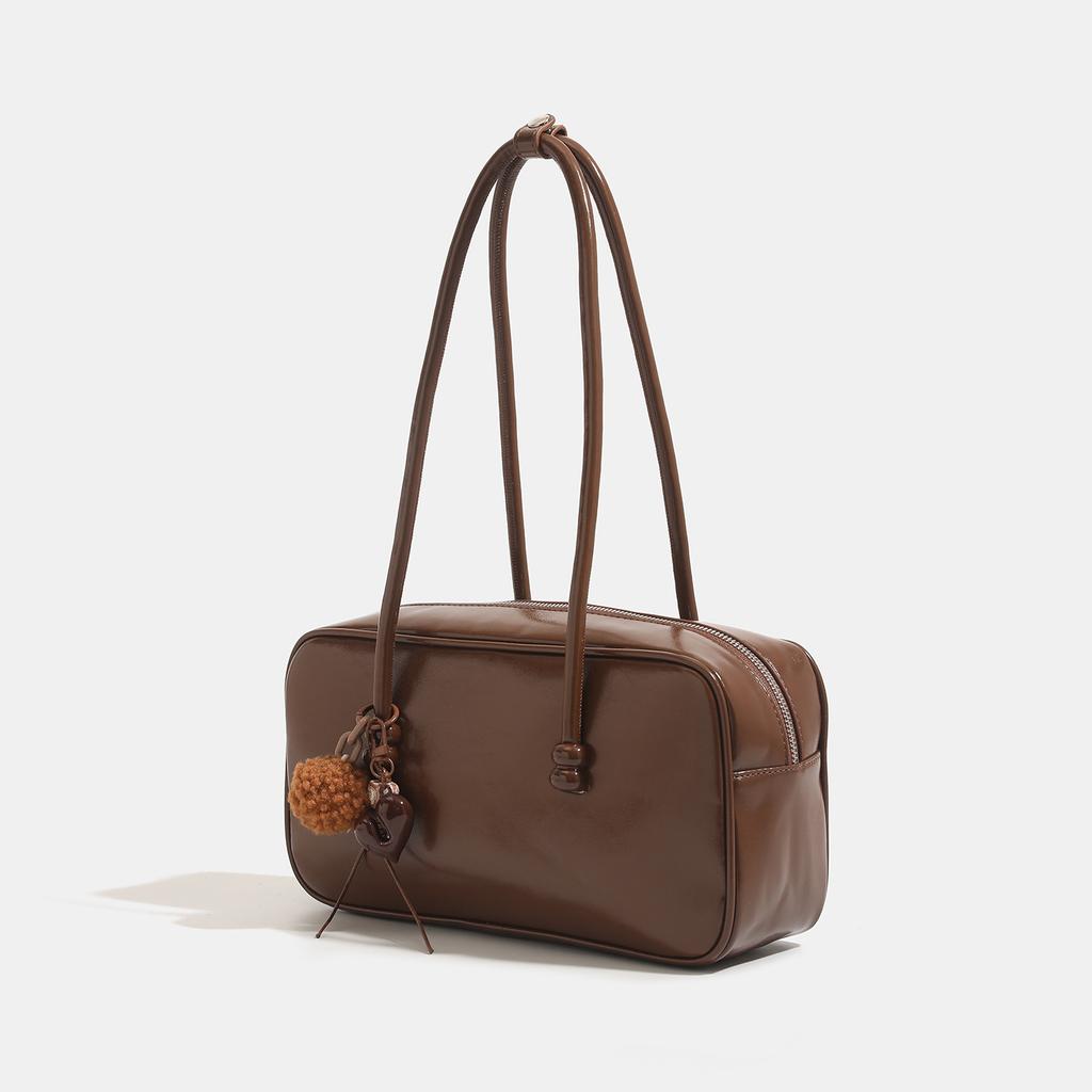 Japanese College Style Retro Oil Wax Leather Bag for Women New Style Autumn and Winter One Shoulder Armpit Bag Portable Boston Bag