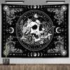 Black and White Skeleton Tapestry Skull Mushroom Tapestry Wall Hanging Aesthetic Plants Floral Flowers Tapestries For Bedroom
