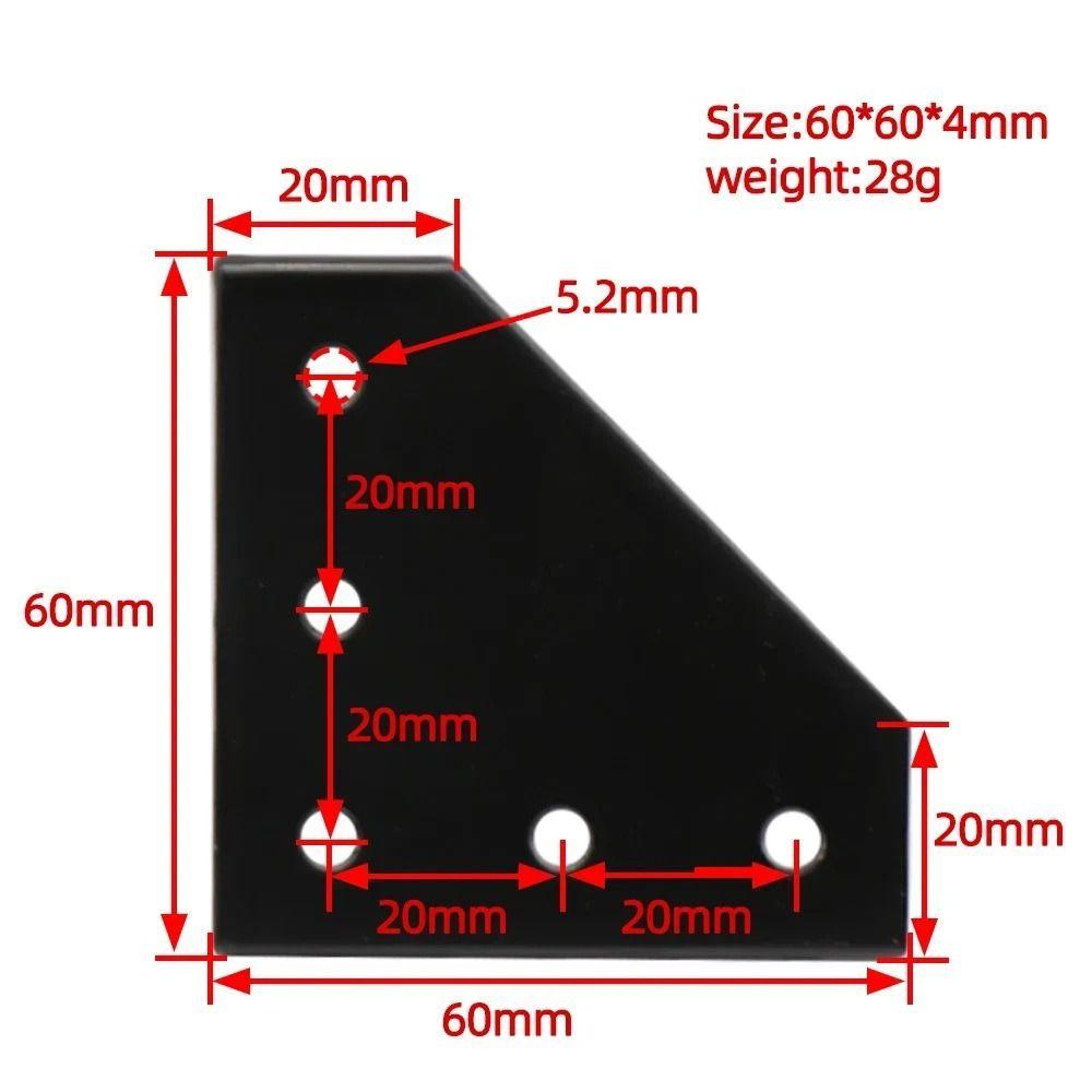 1Pcs 90 Degree Corner Angle Bracket for Industrial Aluminum Frame 3D Printer Router