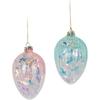 2pcs Easter Egg Ornaments Glass Easter Egg Ornaments Stained Glass Hanging Iridescent Ball Glitter Easter Eggs Pastel Egg Spring Tree Decorations