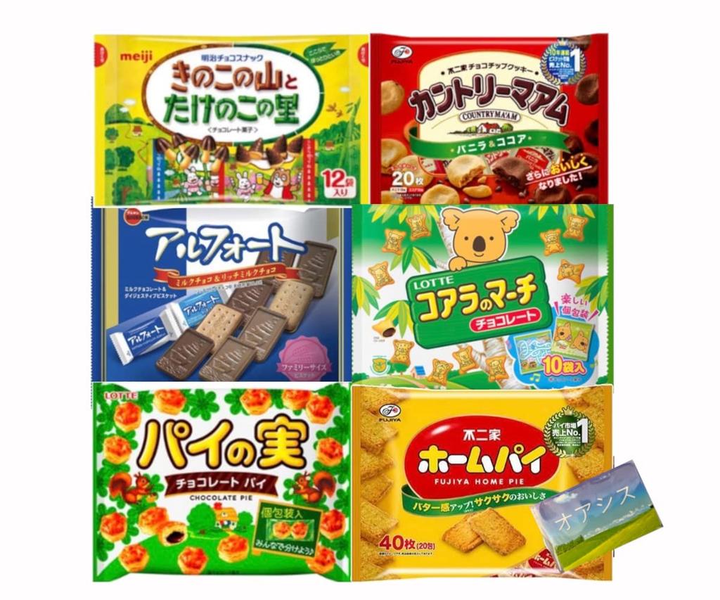 Assorted Sweets Set No Yama and Takenoko No Koala Pai No Home Total of 6 Bags (Kinoko Sato, Alfort, March, Mi, Pie/Country Marm)