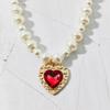 Барочный жемчуг цепочка ретро легкая роскошь высокий класс кулон имитация рубина любовь ожерелье