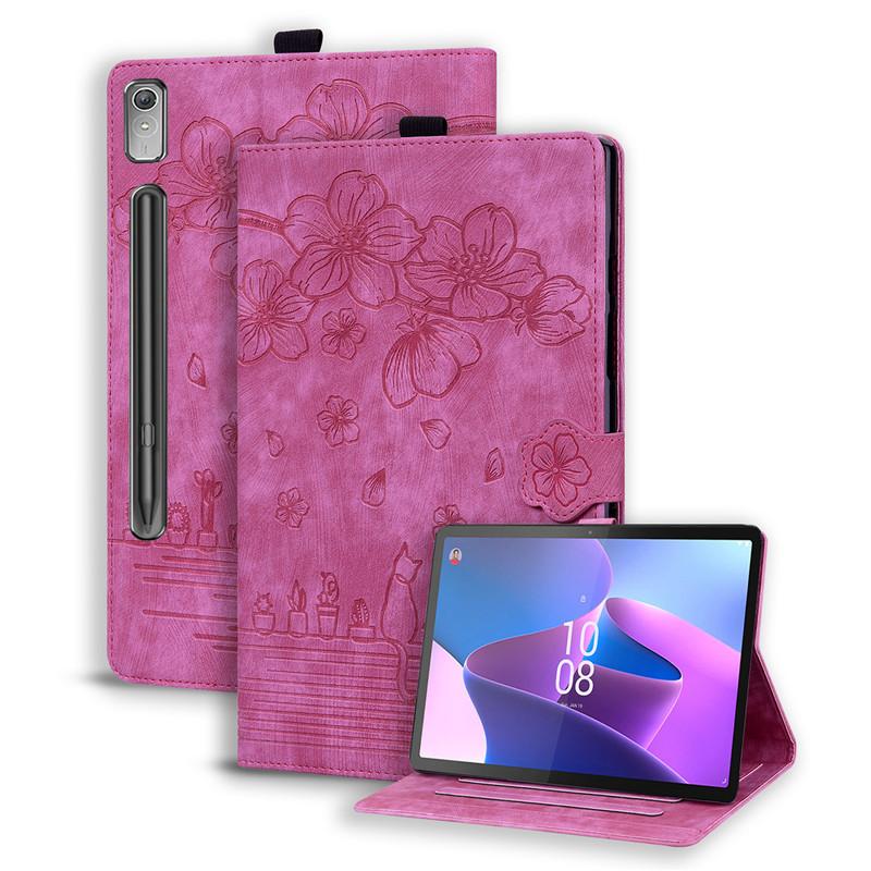 Чехол для планшета Xiaoxin Pad Pro 12 7, чехол с 3D-тиснением, чехол-кошелек с цветком и кошкой для Lenovo 12 7, чехол Xiaoxin New Pad Pro 12.7, чехол-коке, Funda