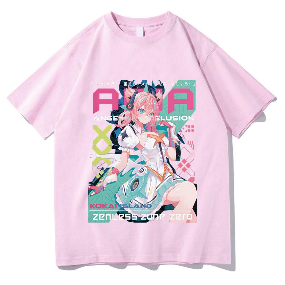Летние хлопковые футболки Zenless Zone Zero ZZZ Ария Футболка Гача Игровая футболка Унисекс Популярные тренды Харадзюку Аниме Графический топ