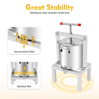 Пресс для фруктового вина из нержавеющей стали 10 л, Ручная соковыжималка-дробилка для яблок, винограда, ягод, Домашняя кухонная соковыжималка