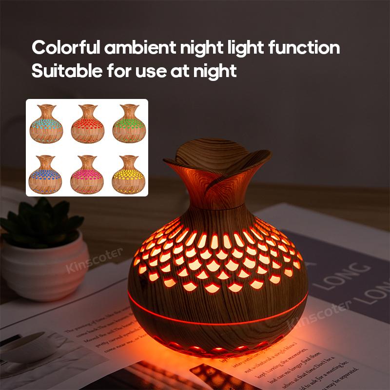 Wood Air Humidifier Aroma Oil Humidificador USB Cool Mist Sprayer with Colorful Soft Night Light Purifier Home Appliance