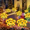 Садовый солнечный светильник зеленый кожаный столб со светом большая голова подсолнух 6 головок солнечное питание с автоматическим выключателем индукция садовое украшение