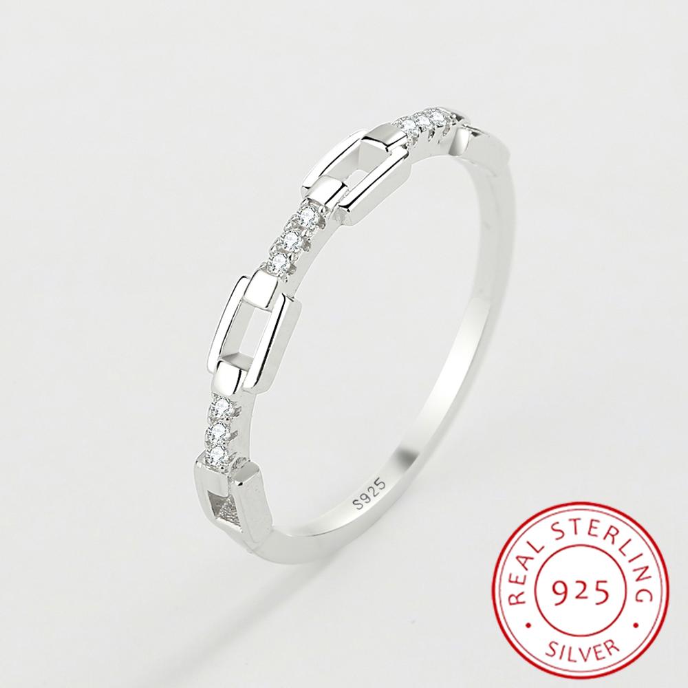 Trend Hollow Out Lock Couple Ring For Women Genuine S925 Silver Diamond Crystal Engagement Valentine's Day Gift Jewelry