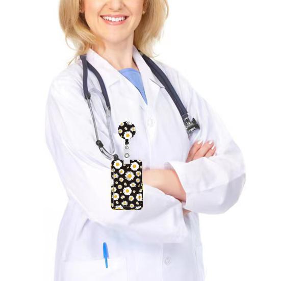 Держатель удостоверения личности с ремешком в виде подсолнуха, эластичный стильный скрытый многофункциональный держатель для бейджей для инвалидов