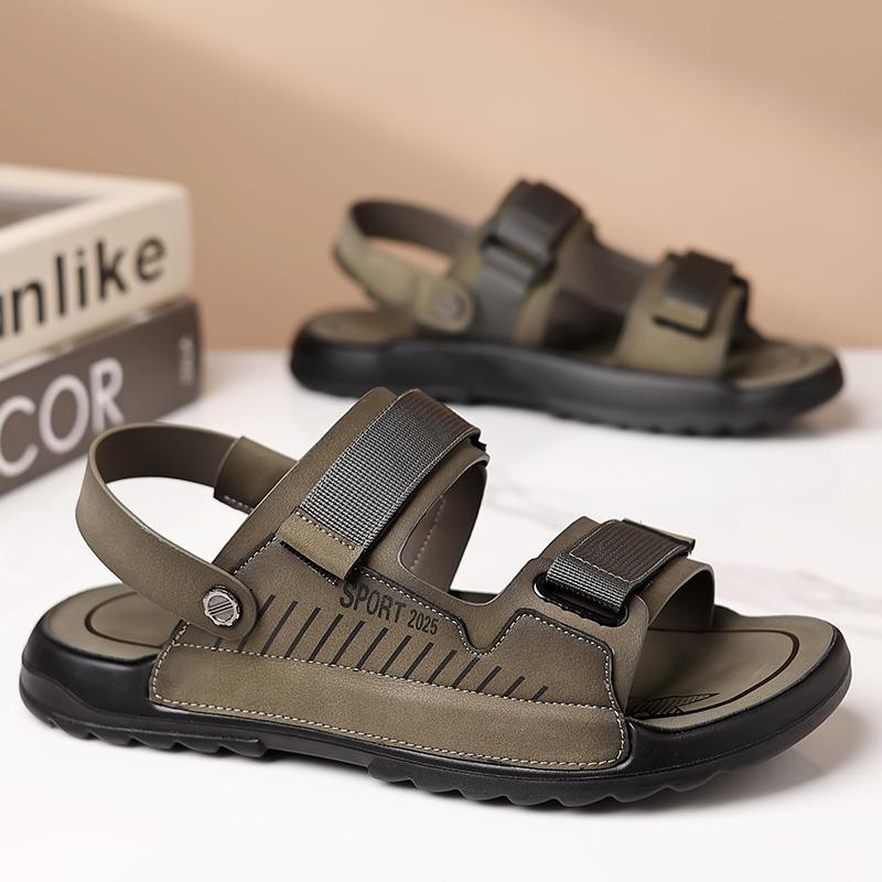 Fashion New Summer Breathable Cool Outdoors Non-slip Men Leather Shoes Trend Minimal Design Adult Soft Sole Shoes Comfort Beach Sandals