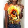 Летние футболки с принтом «Цветок и птица» с 3D-принтом для женщин, уличная одежда, повседневная мода в стиле Харадзюку, Y2k, футболка с коротким рукавом, футболки с круглым вырезом, топы, одежда