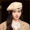 New Autumn and Winter Sweet and Cool Chain Beret Versatile Retro Leather Painter Hat Outdoor Casual Windproof Hat Women