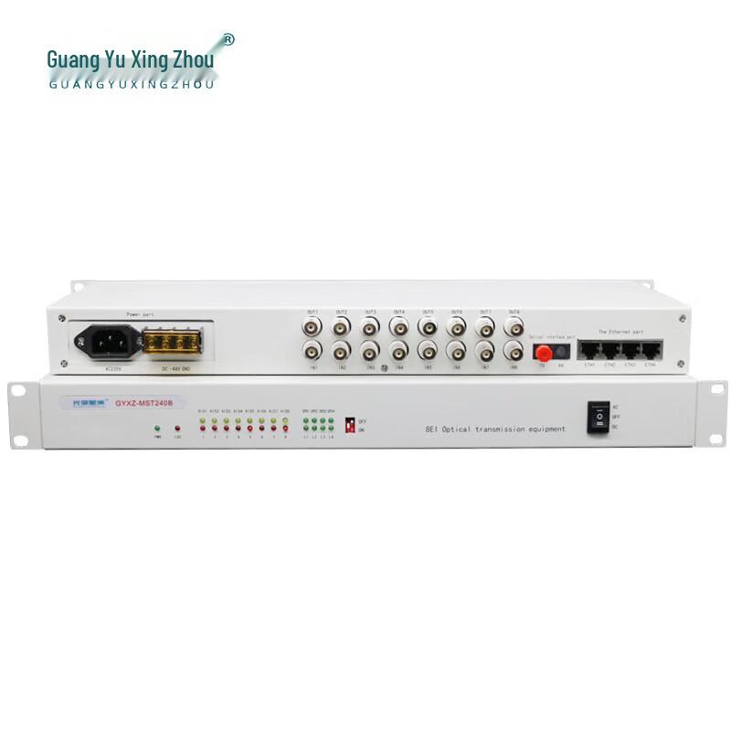 8-Channel E1 PDH Fiber Optic Transceiver with 4 Isolated Ethernet Ports