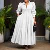 Women's Button Down T-Shirt Dress Casual Long Sleeve Maxi Dress Flowy Lapel A-line Long Dress