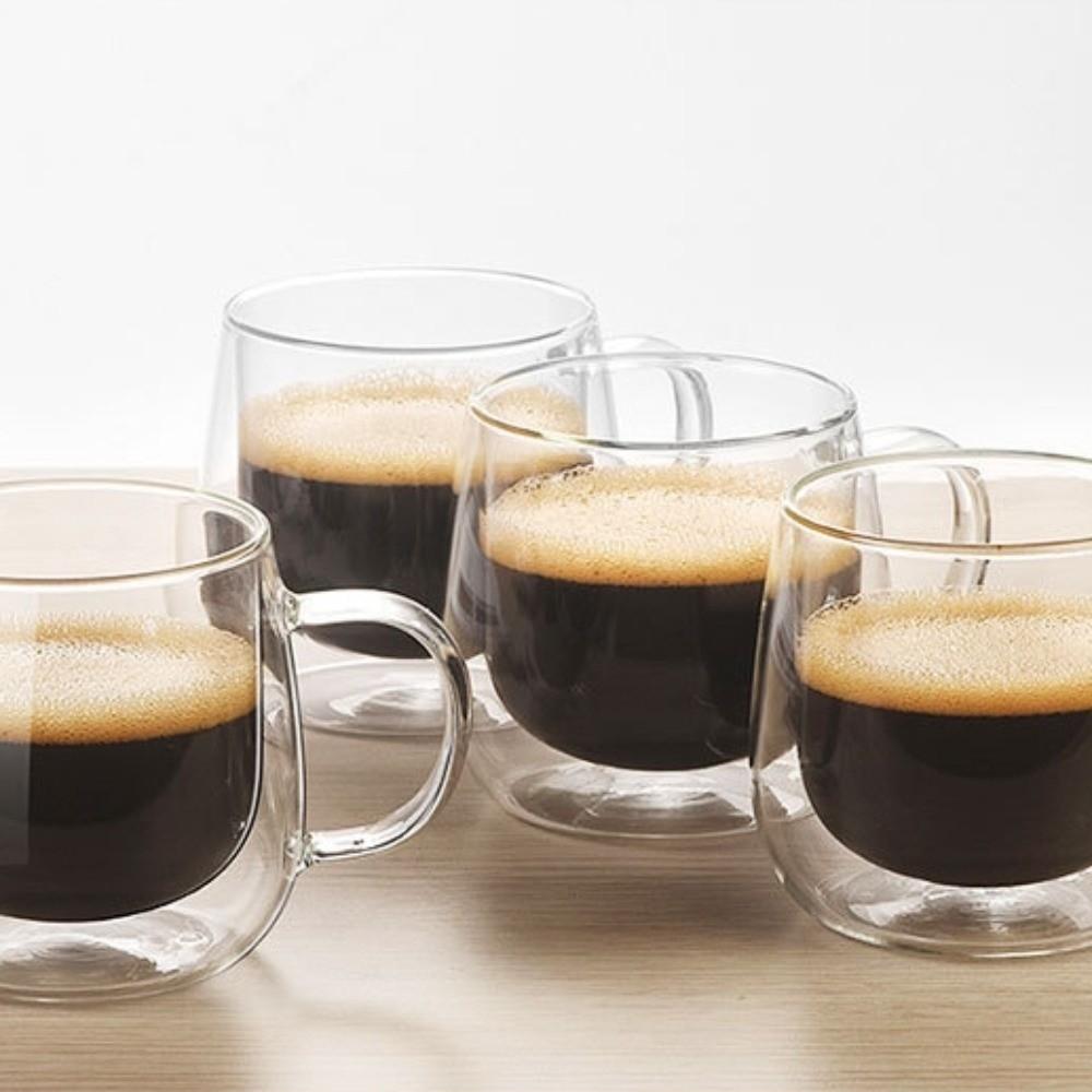 2pcs Transparent Double Wall Glass Cup Set Heat Resistant Tumbler Mug Home Bar Coffee Cup Drinking
