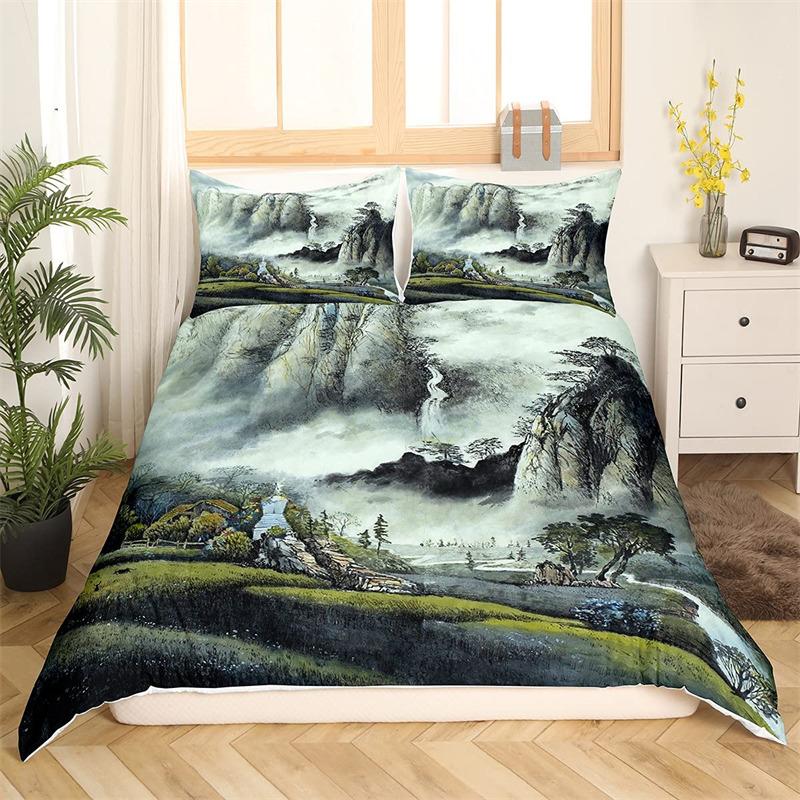 Комплект постельного белья «Цветущая сакура», пододеяльник с цветочной веткой, японский стиль, ботанические пейзажные картины, покрывало для одеяла, декор для спальни