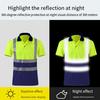 Футболка повышенной видимости с пуговицами на лацканах и светоотражающей лентой, быстросохнущая дышащая рабочая одежда, защитный топ для строителей