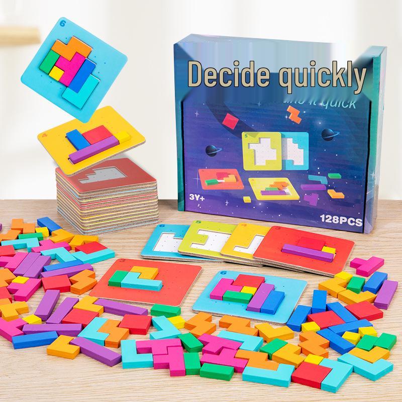 Quick Battle Parent-Child Educational Puzzle Game – Colorful Square Building Blocks for Two Players
