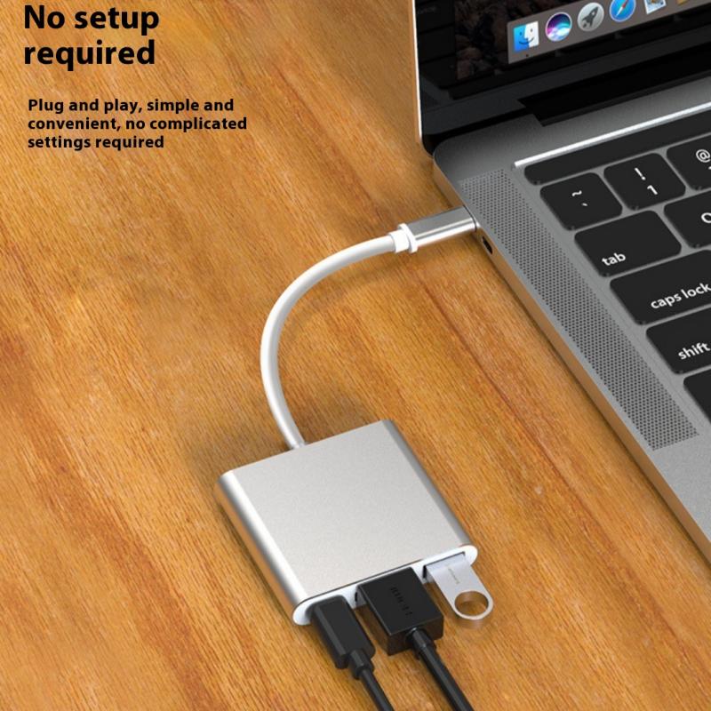 1 шт. Конвертер Type-C в HD Расширитель OTG-адаптер 3 в 1 Хаб Type-C 3.0 с HDMI 4K Сплиттером USB Дисковод Кардридер Док-станция для зарядки PD