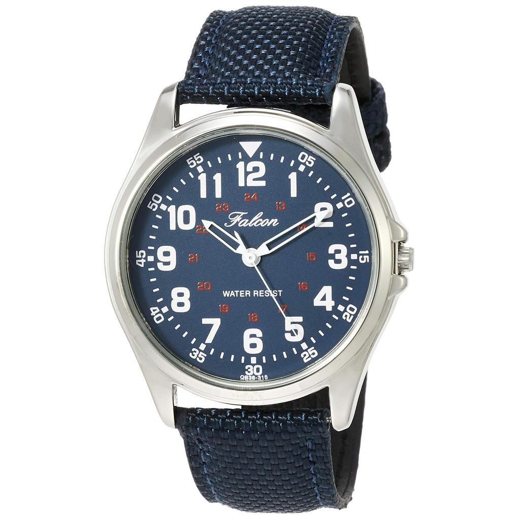 [CITIZEN Q&Q] Men's Analog Wristwatch, Water-Resistant, Leather Strap, Navy, QB38-315