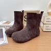 Модные шерстяные зимние сапоги AJGS для женщин 2024 года, новые кожаные зимние туфли на плоской подошве, теплые плюшевые хлопковые туфли, универсальные сапоги до середины икры