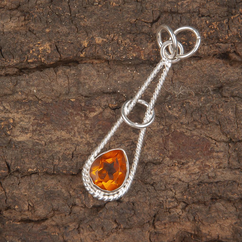 Citrine Gemstone Jewelry, 925 Solid Sterling Silver Pendant, Handmade Gorgeous Silver Pendant, Protecting Jewelry Gift For Mother