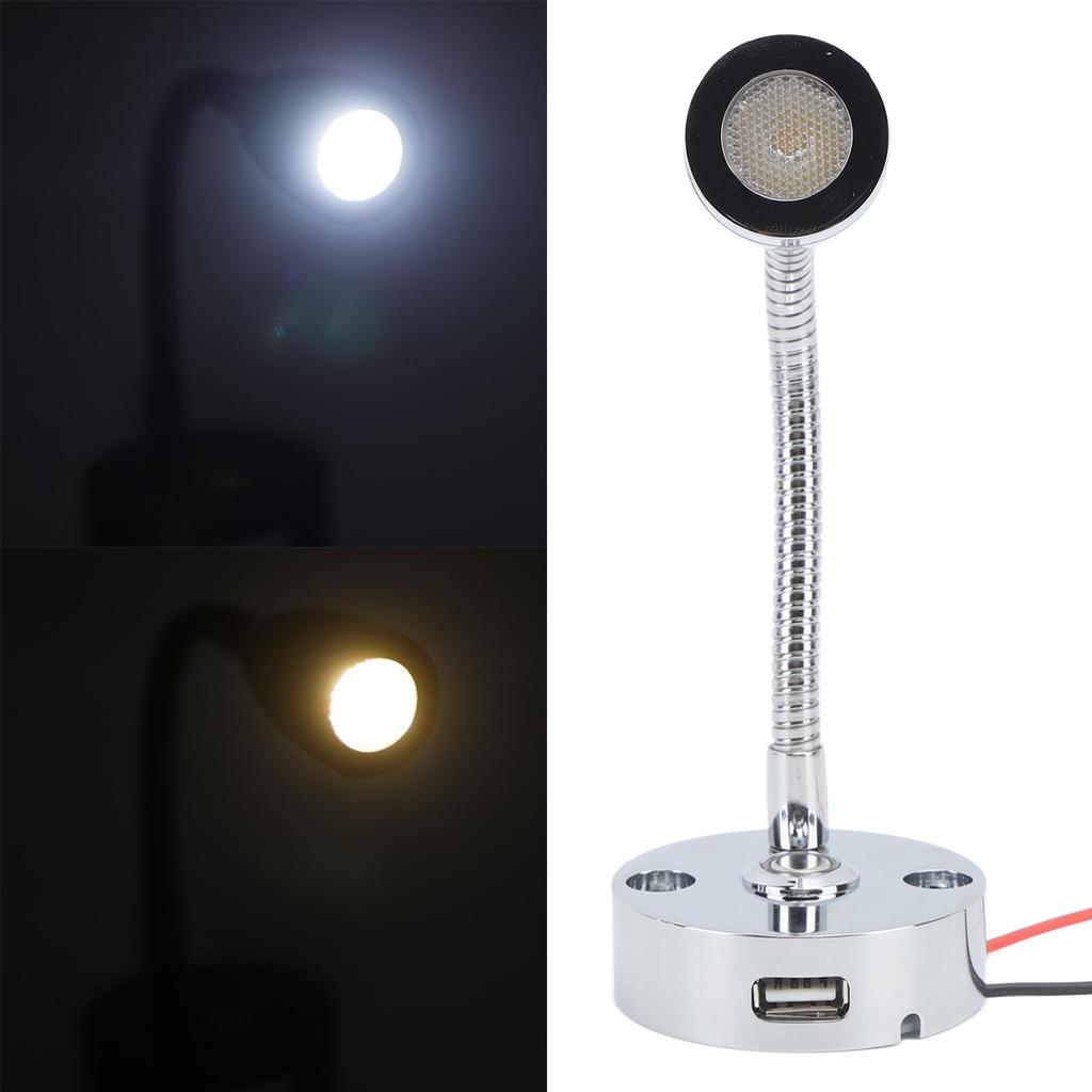 Светодиодный светильник для чтения в автодоме, хромированный, комнатный, прикроватный, для лодки, яхты, USB, 3 регулируемых цвета света, сенсорный светильник D
