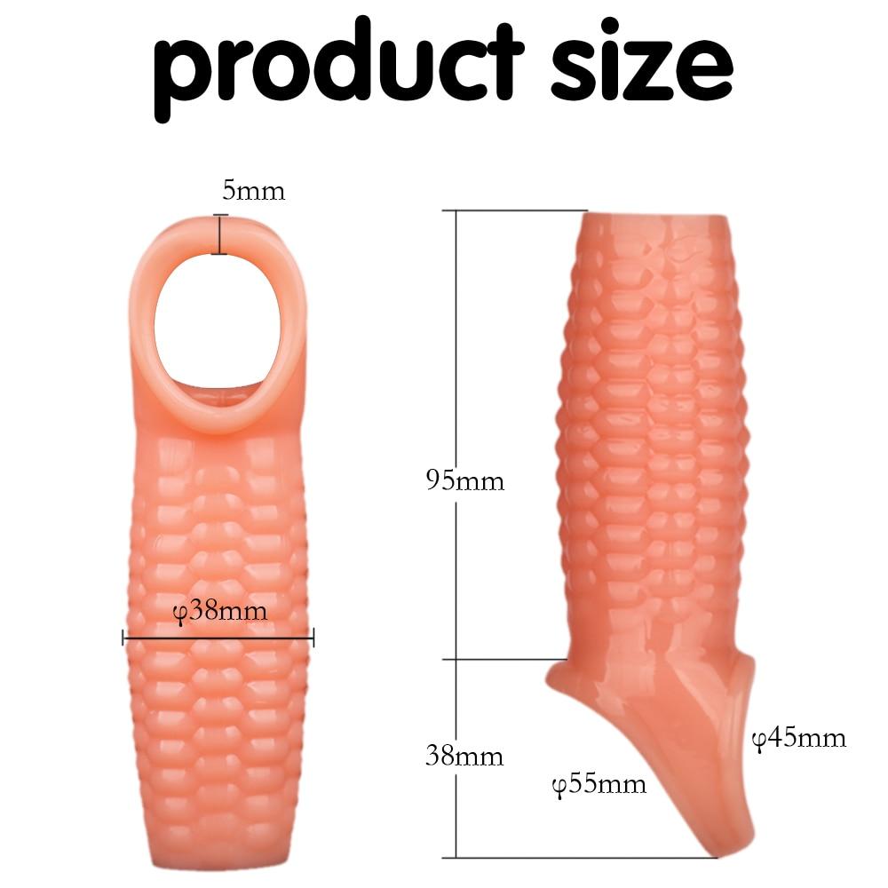 Силиконовый многоразовый рукав для пениса, гибкая головка, увеличитель пениса, удлинитель задержки эякуляции, кольцо на член, рукав для взрослых, секс-игрушки для мужчин
