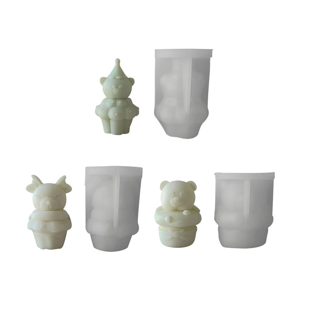 Милая форма для мыла и свечей в виде медвежонка из силикона для дней рождения, юбилеев, мультяшный медведь, форма для ароматических свечей, Рождество