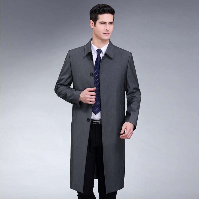 Мужская шерстяная ветровка для мужчин среднего и пожилого возраста, мужская деловая повседневная длинная куртка, осенняя одежда, мужская одежда для папы, увеличенная, высокого класса, топ