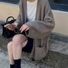 Medium and Long Lazy Sweater Jacket Autumn and Winter New Solid Color Loose Large Size Knitted Cardigan Women
