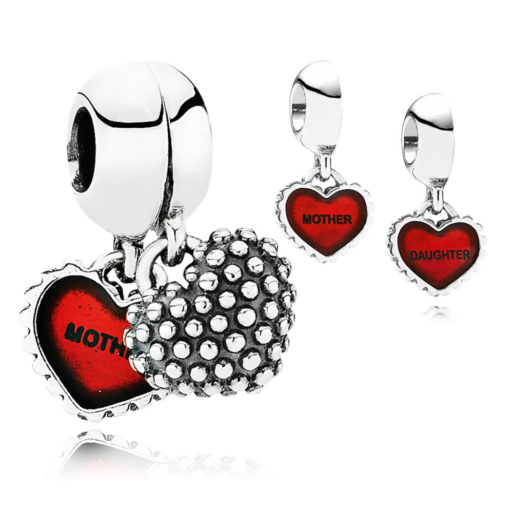 Семейный подвеска в форме сердца S925, серебряная серия «Любовь для мамы», подходит для женщин, браслет, аксессуары, «сделай сам», подарок на День матери