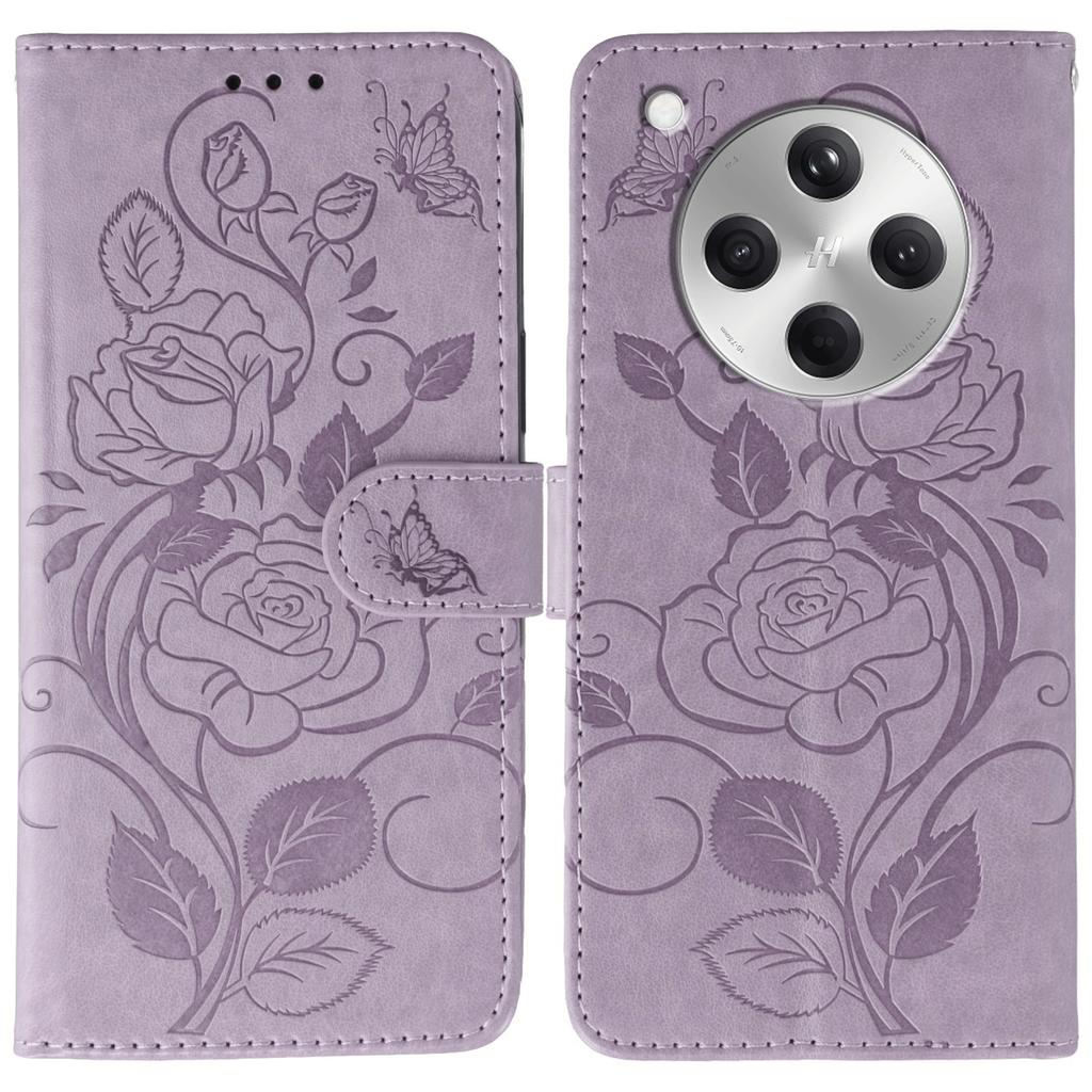 For Oppo Find X8 5G Case Wallet Stand Imprinted Rose Butterfly PU Leather Phone Cover