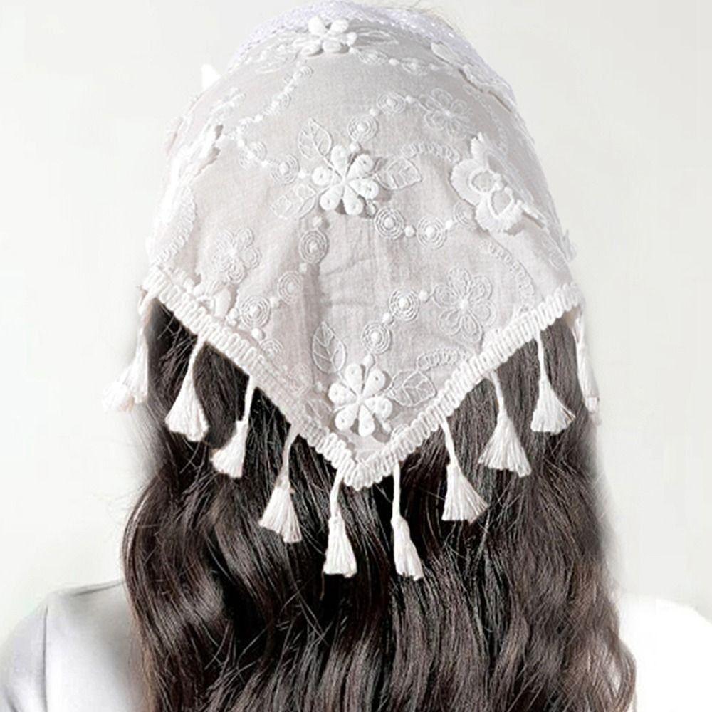White Wrap Scarf Cloth Headband New Lace Triangle Hair Head