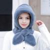 Women Hat Solid Color Elastic Knitted Warm Winter Hat with Scarf Outdoor Activities Travel Accessories