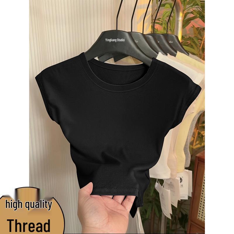 Женская облегающая футболка в корейском стиле с пышными рукавами – Новинка Весна/Лето 2026