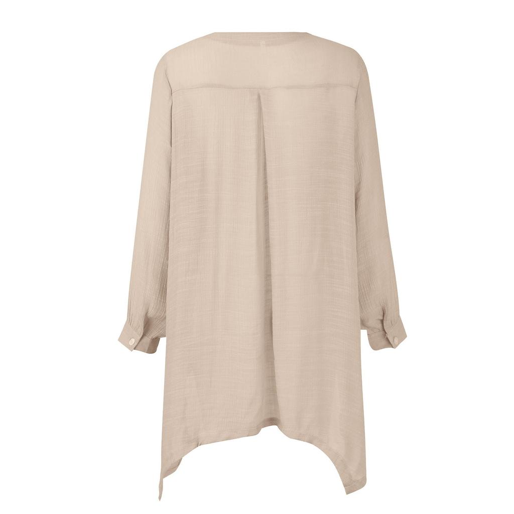 Женская рубашка оверсайз, свободная повседневная однотонная футболка с v-образным вырезом и рукавами 3/4, топ