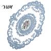 Washable Floral Table Linens Retro Oval Lace Doily, Embroidered Rose Placemat, Elegant Home Soft Furnishing Accessories Mat, Decorative Doilies