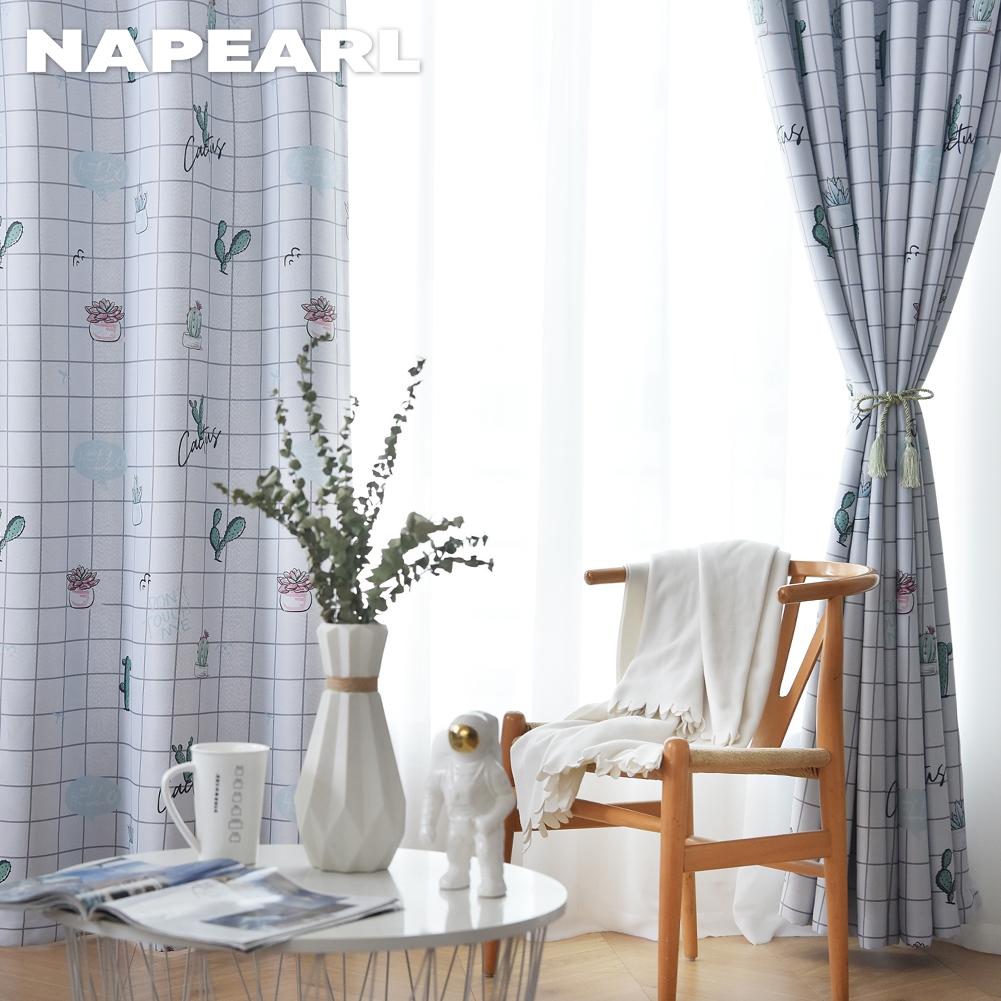 1 шт. NAPEARL 70-80% затенение с рисунком кактуса, удобные шторы с принтом для спальни, гостиной, домашнего декора