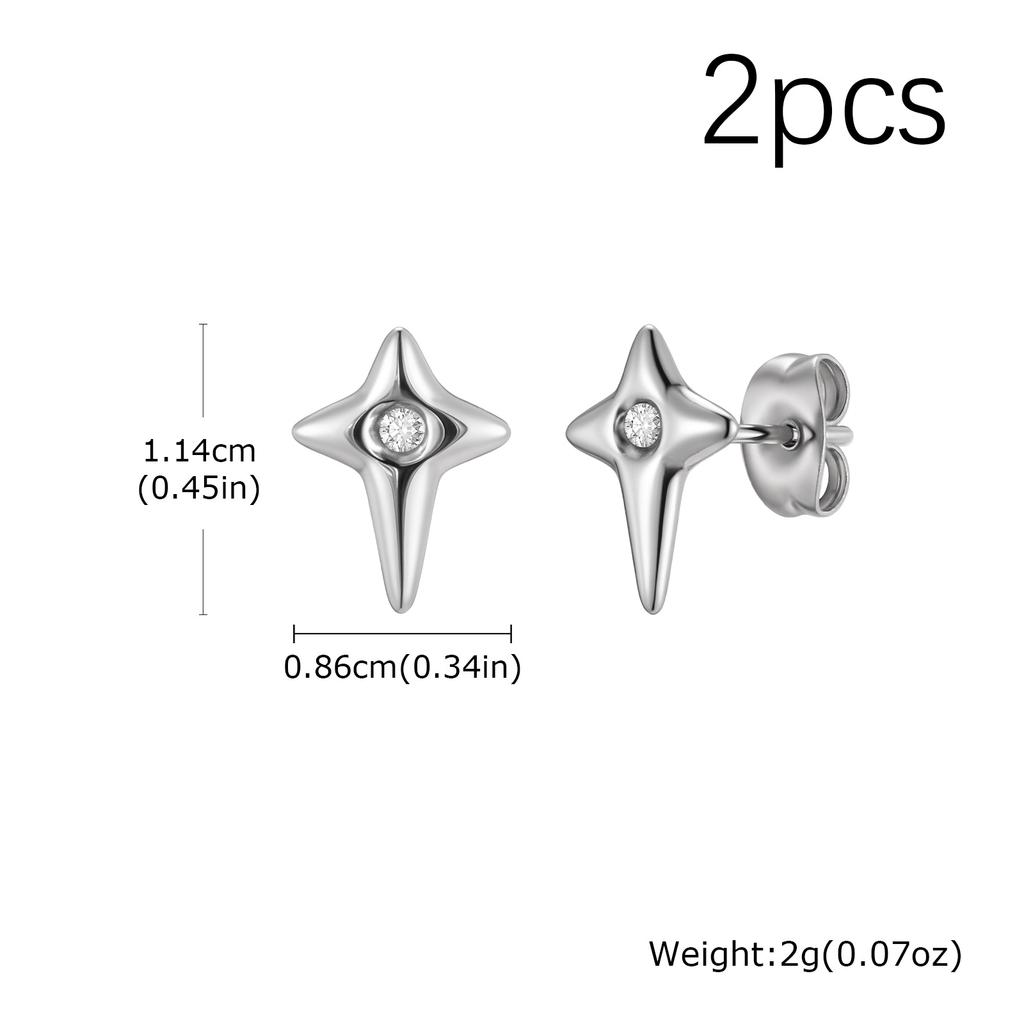 Men Stainless Steel North Star Stud Earrings,Hypoallergenic Silver Color Star Stud Earrings,Hip‑Hop Minimalist Jewelry Gift
