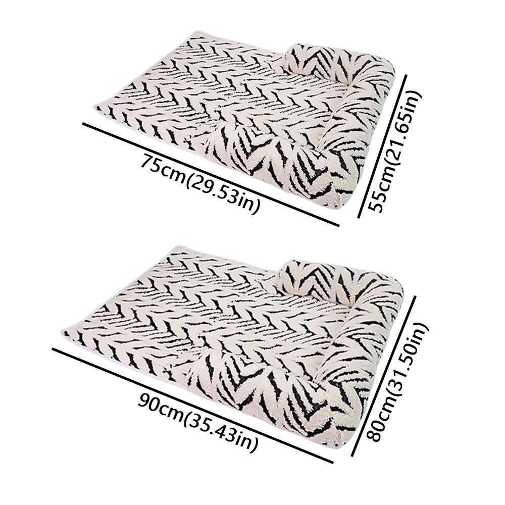 Thick Plush Pet Bed Mat Non-Slip Striped Plush Dog Mat Durable Cat Sleeping Pad Home Indoor Use