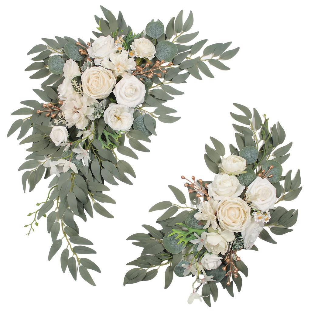 2pcs Wedding Decorative Artificial Flowers, Wedding Arch Flowers, Wedding Welcome Signs and Background Decorative Fake Flowers