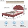 Upholstered Double Bed 140 x 200 cm, Bed Frame with Flower-Shaped Headboard and Slatted Frame, Adult-Youth, Skin-Friendly Velvet, Guest Bed, Bean Red